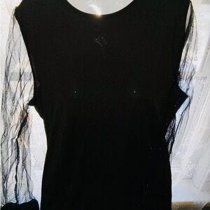 Black Top with Sheer glitter Sleeves